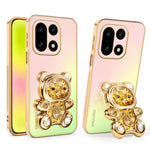 SINGIUZOO For OnePlus 15 5G Case Glitter Bear Kickstand Electroplated Gradient Color PC + TPU Phone Cover