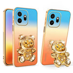 SINGIUZOO For OnePlus 15T 5G Case Glitter Bear Kickstand Electroplated Gradient Color PC + TPU Phone Cover