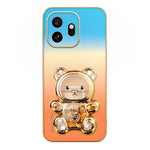 SINGIUZOO For OnePlus 15T 5G Case Glitter Bear Kickstand Electroplated Gradient Color PC + TPU Phone Cover