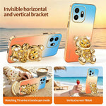 SINGIUZOO For OnePlus 15T 5G Case Glitter Bear Kickstand Electroplated Gradient Color PC + TPU Phone Cover