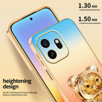 SINGIUZOO For OnePlus 15T 5G Case Glitter Bear Kickstand Electroplated Gradient Color PC + TPU Phone Cover