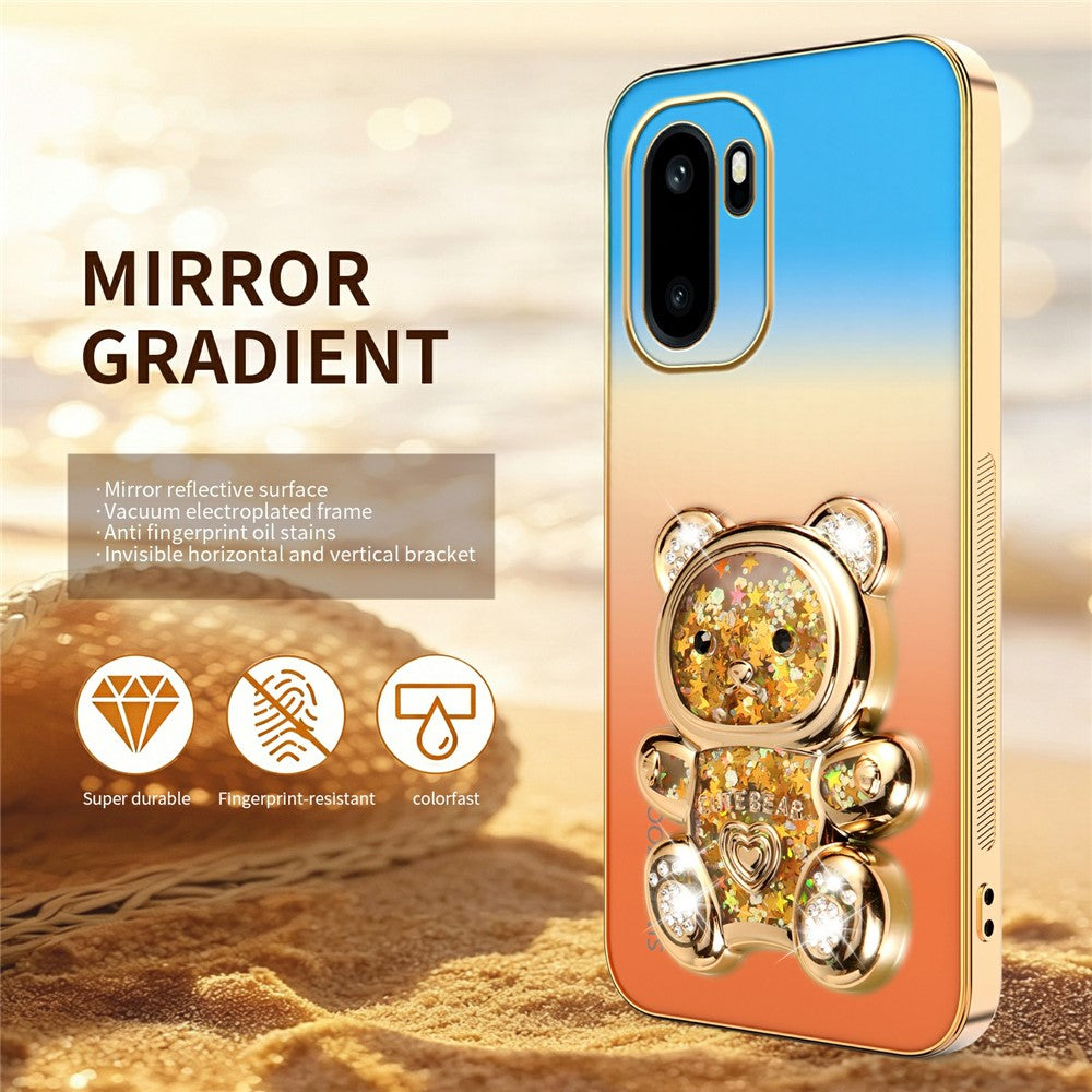 SINGIUZOO Elektropläterat Skal till OnePlus 15R 5G / Ace 6 5G / Ace 6T 5G Glitter Björn Stöd Gradient Färg PC + TPU mobilskal