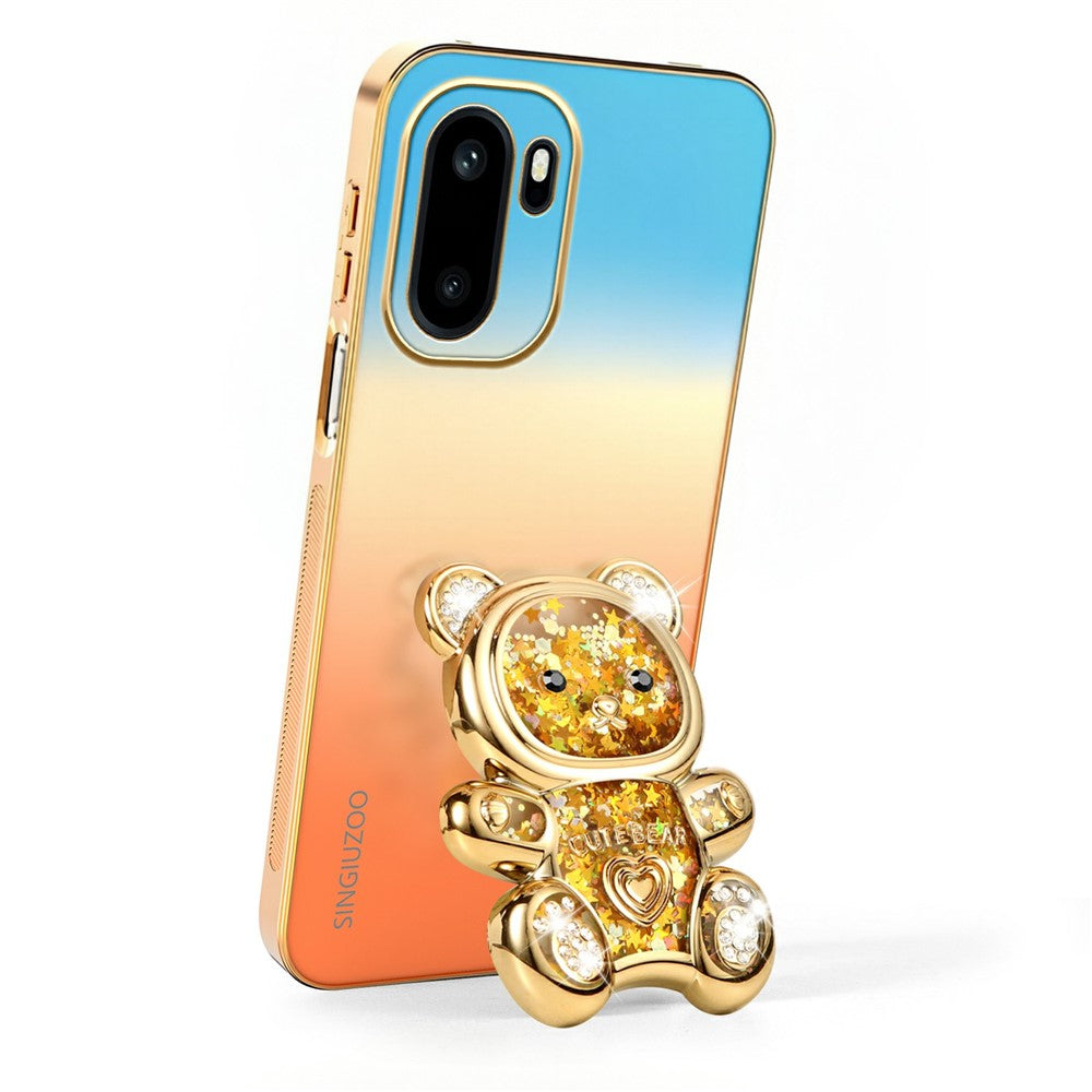 SINGIUZOO Elektropläterat Skal till OnePlus 15R 5G / Ace 6 5G / Ace 6T 5G Glitter Björn Stöd Gradient Färg PC + TPU mobilskal