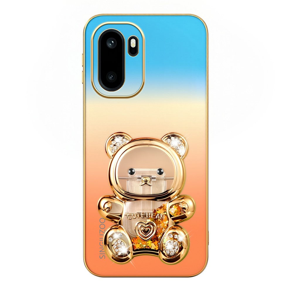 SINGIUZOO Elektropläterat Skal till OnePlus 15R 5G / Ace 6 5G / Ace 6T 5G Glitter Björn Stöd Gradient Färg PC + TPU mobilskal