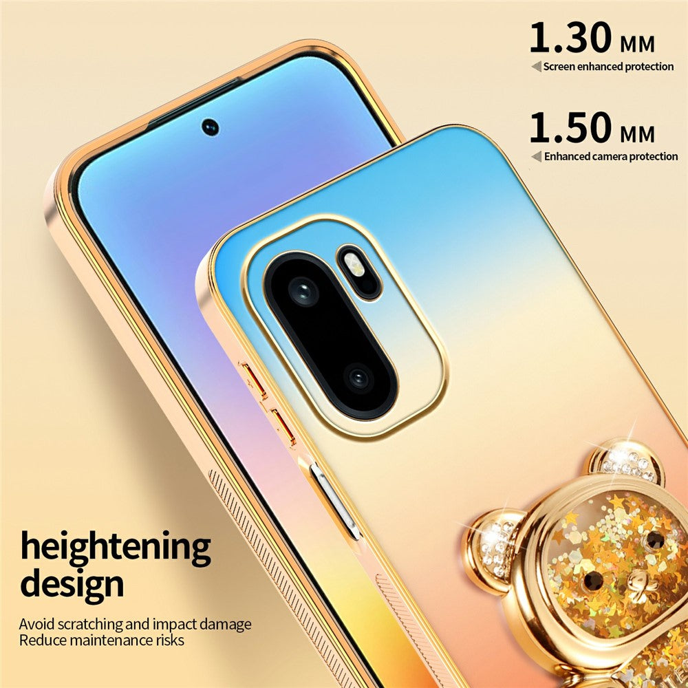 SINGIUZOO Elektropläterat Skal till OnePlus 15R 5G / Ace 6 5G / Ace 6T 5G Glitter Björn Stöd Gradient Färg PC + TPU mobilskal