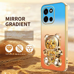 SINGIUZOO For OnePlus Turbo 6 5G / Nord 6 5G Case Glitter Bear Kickstand Electroplated Gradient Color PC + TPU Phone Cover