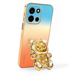 SINGIUZOO For OnePlus Turbo 6 5G / Nord 6 5G Case Glitter Bear Kickstand Electroplated Gradient Color PC + TPU Phone Cover