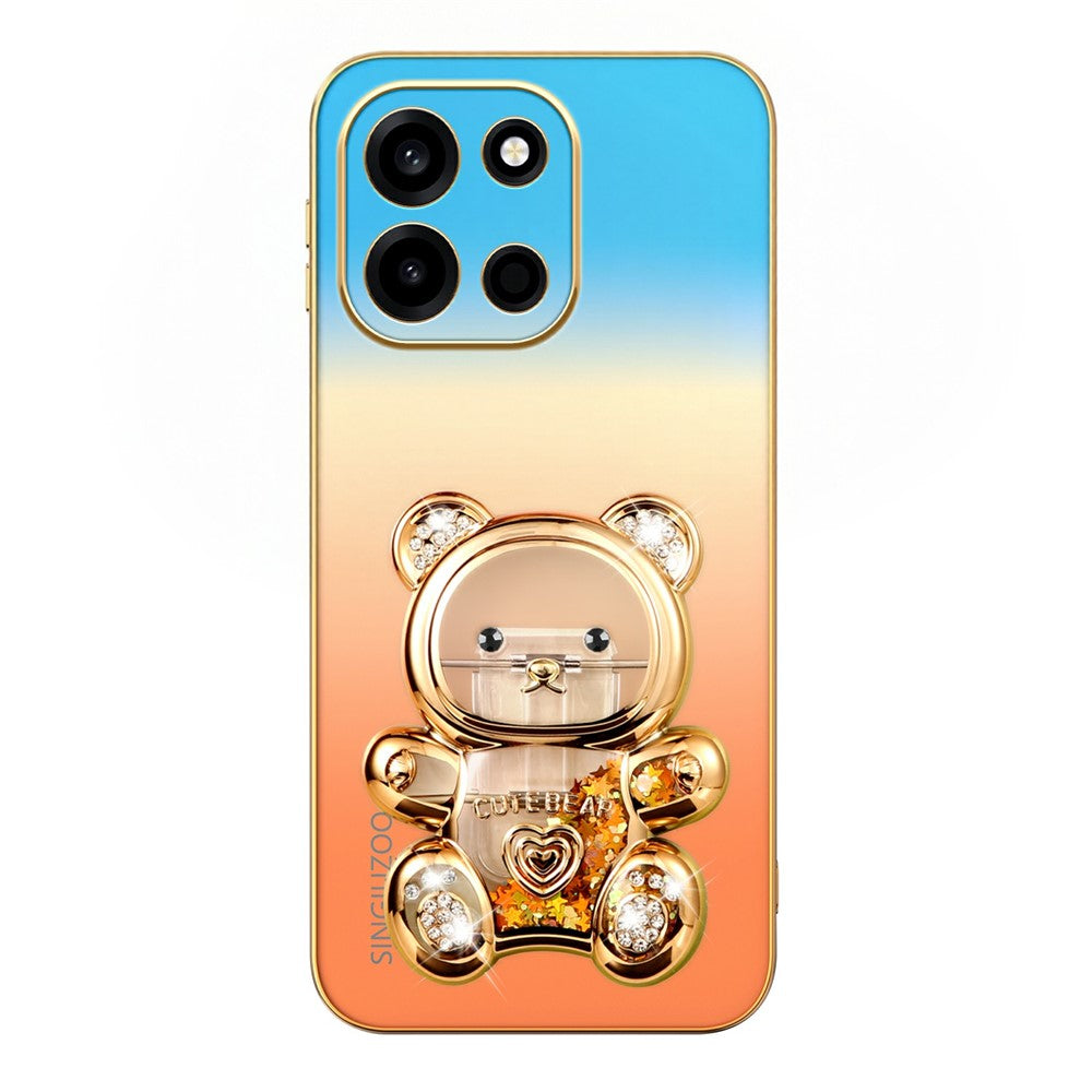 SINGIUZOO For OnePlus Turbo 6 5G / Nord 6 5G Case Glitter Bear Kickstand Electroplated Gradient Color PC + TPU Phone Cover