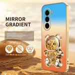 SINGIUZOO For OnePlus Nord CE6 Lite 5G / Turbo 6X 5G Case Glitter Bear Kickstand Electroplated Gradient Color PC + TPU Phone Cover