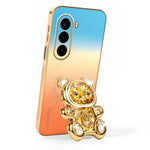 SINGIUZOO For OnePlus Nord CE6 Lite 5G / Turbo 6X 5G Case Glitter Bear Kickstand Electroplated Gradient Color PC + TPU Phone Cover