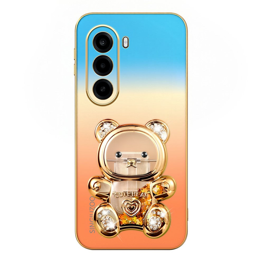 SINGIUZOO For OnePlus Nord CE6 Lite 5G / Turbo 6X 5G Case Glitter Bear Kickstand Electroplated Gradient Color PC + TPU Phone Cover