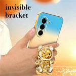 SINGIUZOO For OnePlus Nord CE6 Lite 5G / Turbo 6X 5G Case Glitter Bear Kickstand Electroplated Gradient Color PC + TPU Phone Cover