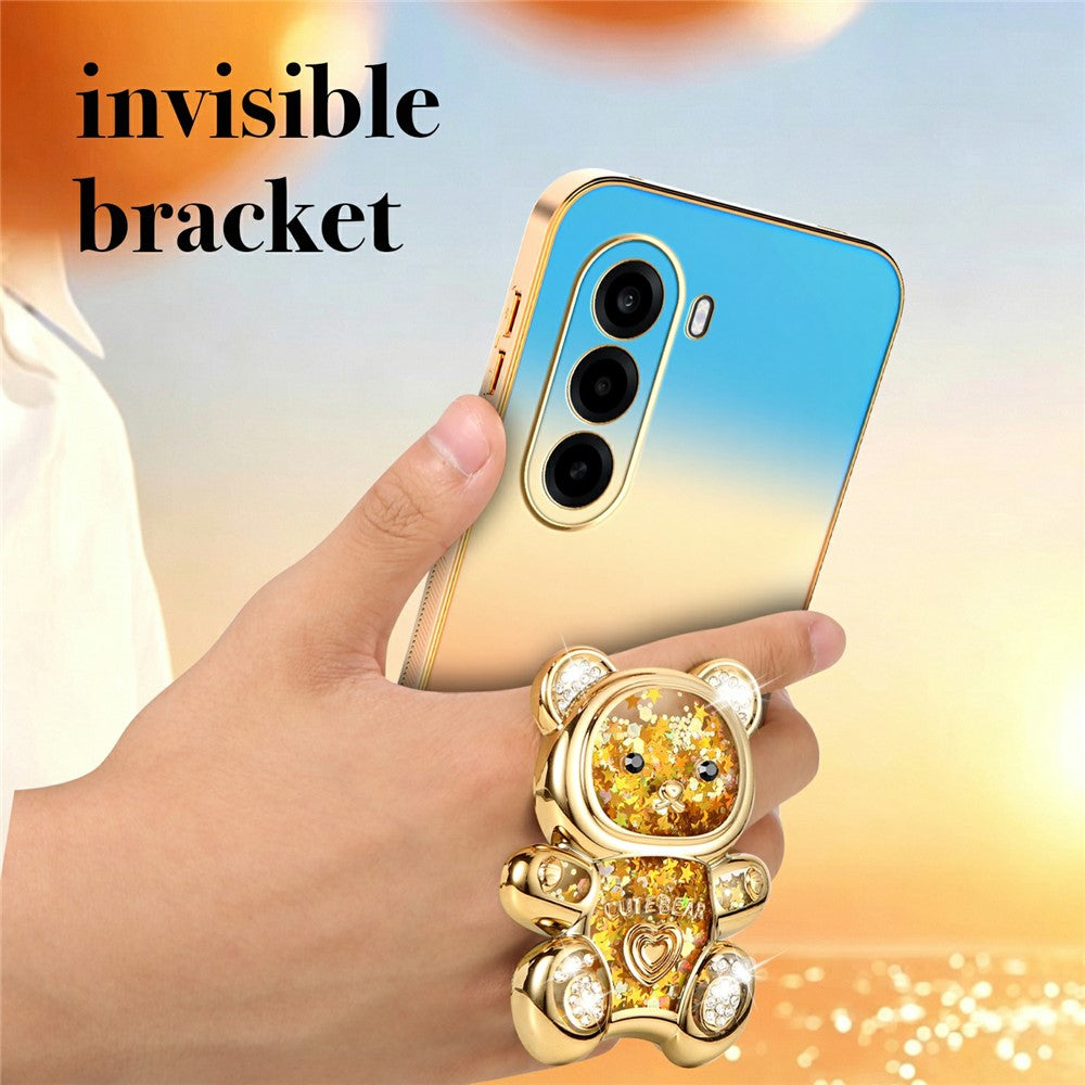 SINGIUZOO For OnePlus Nord CE6 Lite 5G / Turbo 6X 5G Case Glitter Bear Kickstand Electroplated Gradient Color PC + TPU Phone Cover