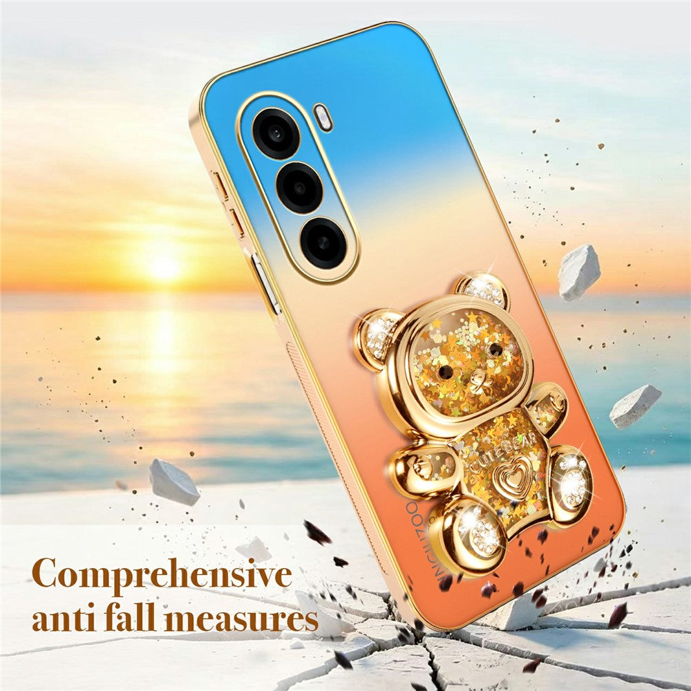 SINGIUZOO For OnePlus Nord CE6 Lite 5G / Turbo 6X 5G Case Glitter Bear Kickstand Electroplated Gradient Color PC + TPU Phone Cover