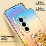 SINGIUZOO For OnePlus Nord CE6 Lite 5G / Turbo 6X 5G Case Glitter Bear Kickstand Electroplated Gradient Color PC + TPU Phone Cover