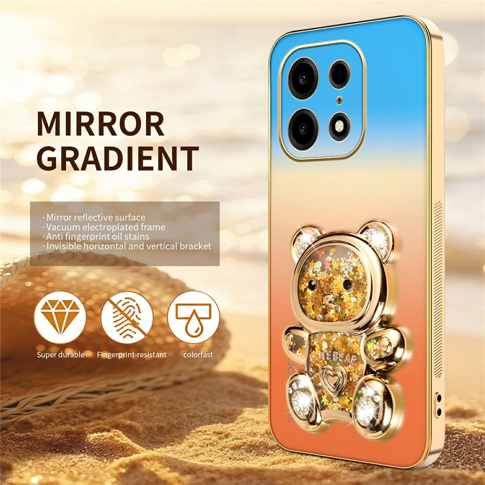 SINGIUZOO For OnePlus Turbo 6X Pro 5G Case Glitter Bear Kickstand Electroplated Gradient Color PC + TPU Phone Cover