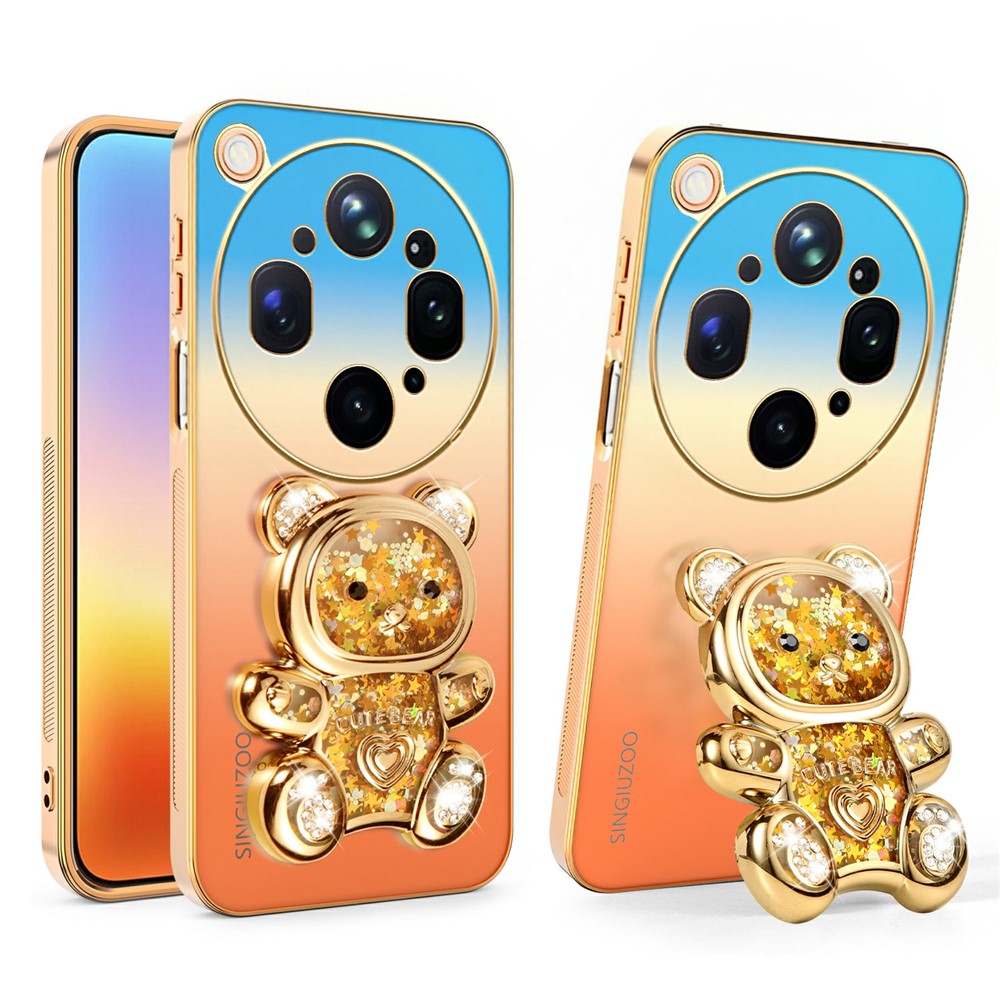 SINGIUZOO Til Oppo Find X9 Ultra 5G Cover Glitter Bjørn Stander Galvaniseret Gradient Farve PC + TPU Telefoncover