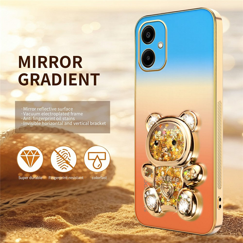 SINGIUZOO Til Samsung Galaxy A06 4G Cover Glitter Bjørn Støtteben Galvaniseret Gradient Farve PC + TPU Telefoncover