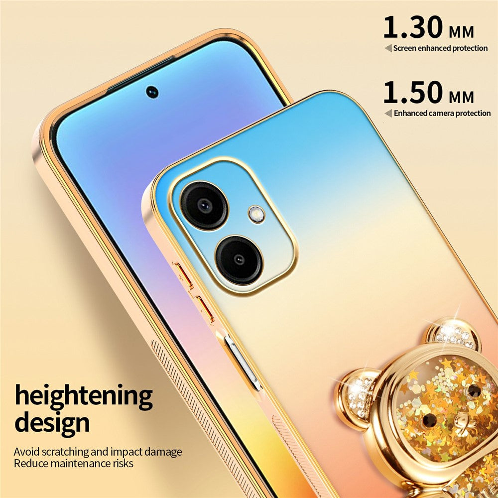 SINGIUZOO Til Samsung Galaxy A06 4G Cover Glitter Bjørn Støtteben Galvaniseret Gradient Farve PC + TPU Telefoncover