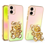 SINGIUZOO Til Samsung Galaxy A06 4G Cover Glitter Bjørn Støtteben Galvaniseret Gradient Farve PC + TPU Telefoncover