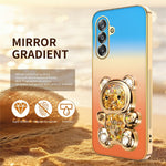 SINGIUZOO Electroplated Case for Samsung Galaxy A18 4G / A18 5G / A17 5G / A17 4G / F17 5G / M17 5G Glitter Bear Kickstand Gradient Color PC + TPU Phone Cover