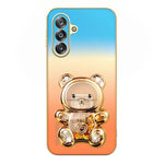 SINGIUZOO Electroplated Case for Samsung Galaxy A18 4G / A18 5G / A17 5G / A17 4G / F17 5G / M17 5G Glitter Bear Kickstand Gradient Color PC + TPU Phone Cover