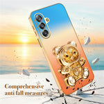 SINGIUZOO Electroplated Case for Samsung Galaxy A18 4G / A18 5G / A17 5G / A17 4G / F17 5G / M17 5G Glitter Bear Kickstand Gradient Color PC + TPU Phone Cover