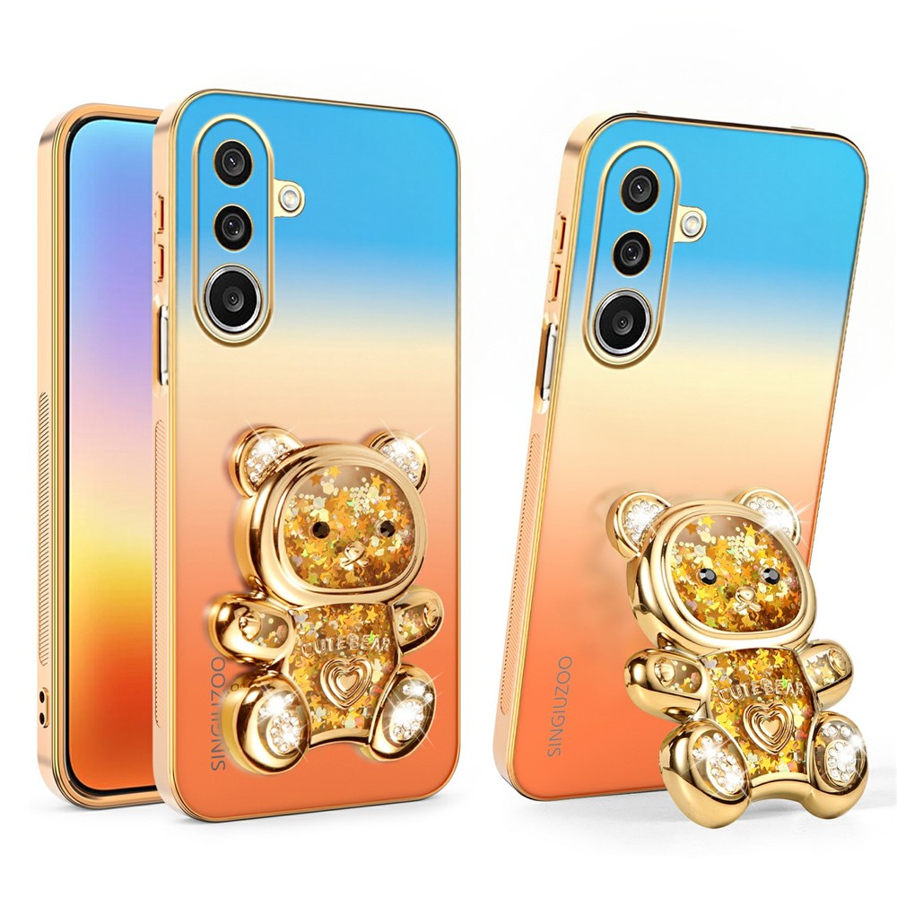 SINGIUZOO Til Samsung Galaxy A27 5G Cover Glitter Bjørn Stander Galvaniseret Gradientfarve PC + TPU Telefoncover