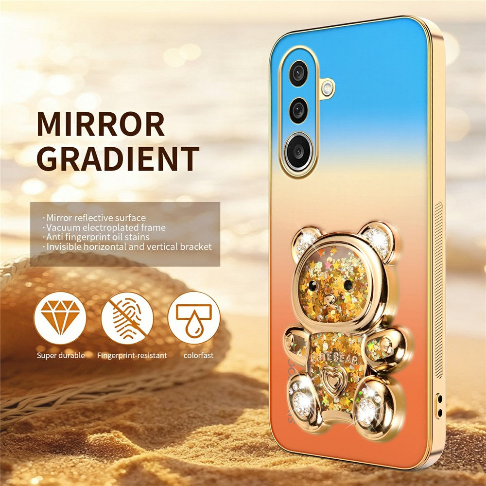 SINGIUZOO Til Samsung Galaxy A27 5G Cover Glitter Bjørn Stander Galvaniseret Gradientfarve PC + TPU Telefoncover
