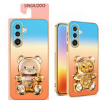 SINGIUZOO Til Samsung Galaxy A27 5G Cover Glitter Bjørn Stander Galvaniseret Gradientfarve PC + TPU Telefoncover