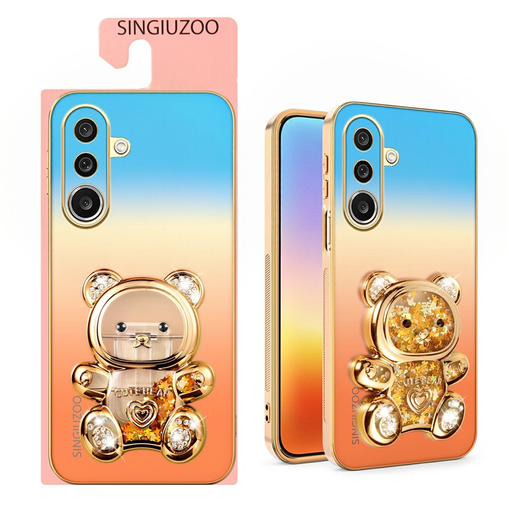 SINGIUZOO Til Samsung Galaxy A27 5G Cover Glitter Bjørn Stander Galvaniseret Gradientfarve PC + TPU Telefoncover