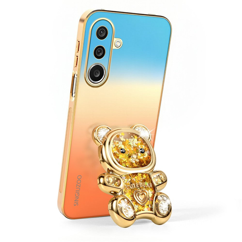 SINGIUZOO Til Samsung Galaxy A27 5G Cover Glitter Bjørn Stander Galvaniseret Gradientfarve PC + TPU Telefoncover