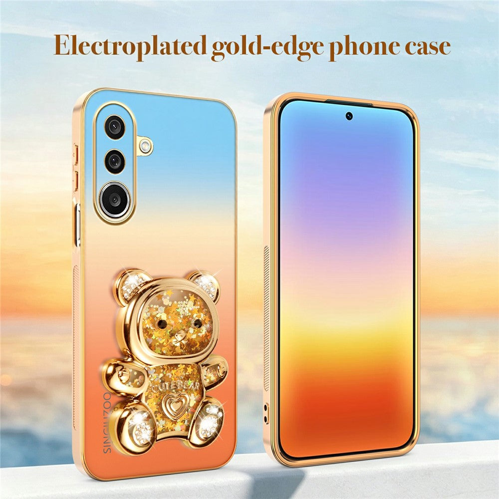 SINGIUZOO Til Samsung Galaxy A27 5G Cover Glitter Bjørn Stander Galvaniseret Gradientfarve PC + TPU Telefoncover