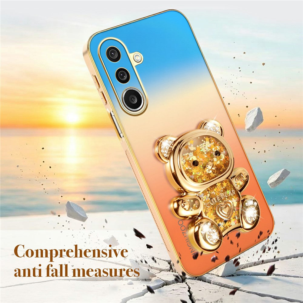 SINGIUZOO Til Samsung Galaxy A27 5G Cover Glitter Bjørn Stander Galvaniseret Gradientfarve PC + TPU Telefoncover