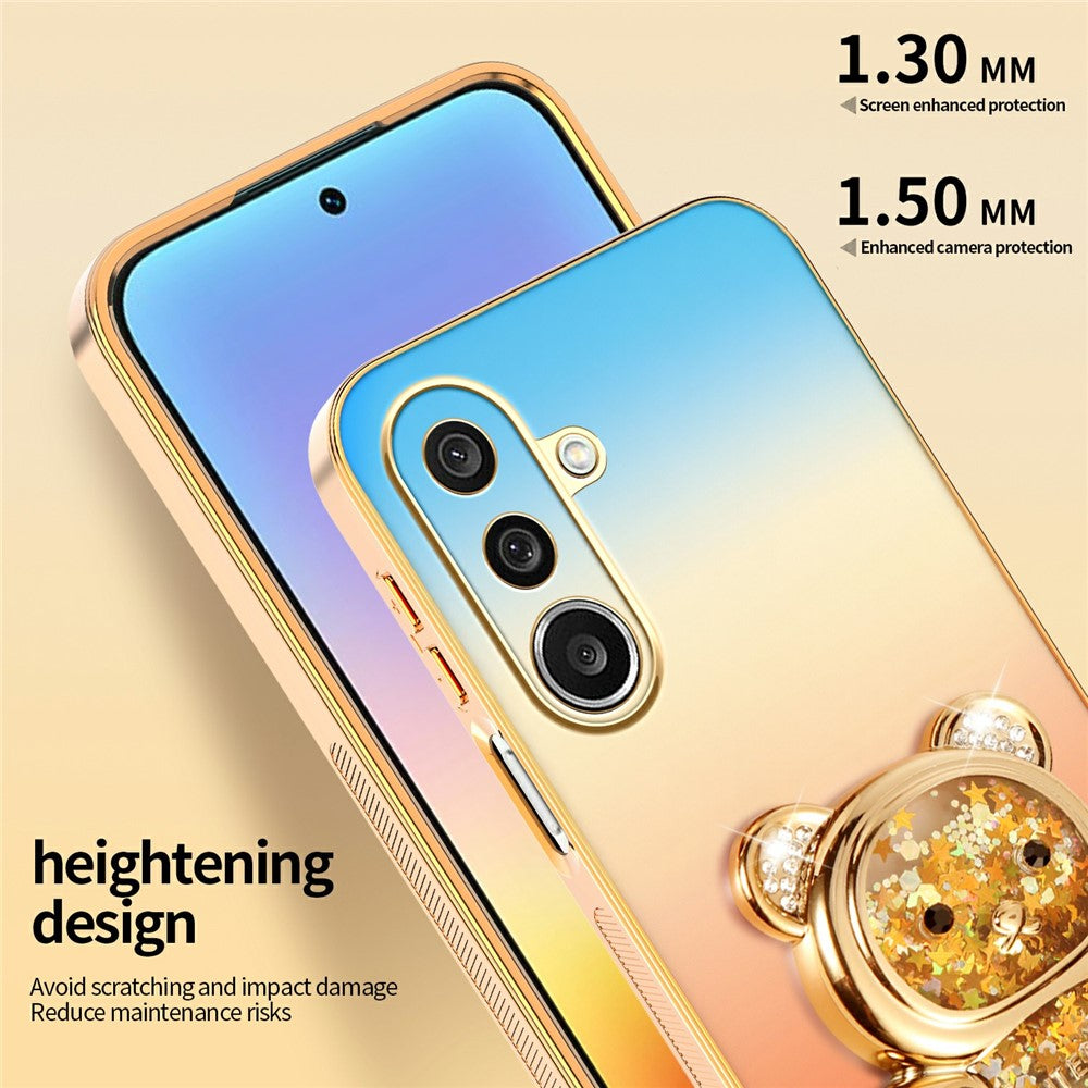 SINGIUZOO Til Samsung Galaxy A27 5G Cover Glitter Bjørn Stander Galvaniseret Gradientfarve PC + TPU Telefoncover