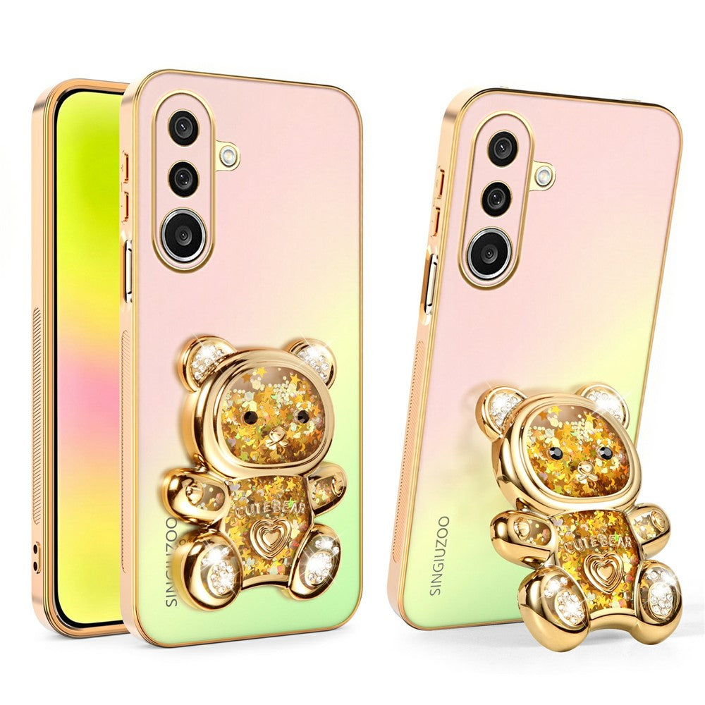 SINGIUZOO Til Samsung Galaxy A27 5G Cover Glitter Bjørn Stander Galvaniseret Gradientfarve PC + TPU Telefoncover