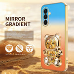 SINGIUZOO Til Samsung Galaxy A37 5G Cover Glitter Bjørn Støtteben Galvaniseret Gradientfarve PC + TPU Telefoncover