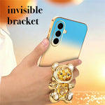 SINGIUZOO For Samsung Galaxy A56 5G Case Glitter Bear Kickstand Electroplated Gradient Color PC + TPU Phone Cover