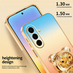 SINGIUZOO For Samsung Galaxy A56 5G Case Glitter Bear Kickstand Electroplated Gradient Color PC + TPU Phone Cover