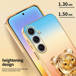 SINGIUZOO For Samsung Galaxy S25+ Case Glitter Bear Kickstand Electroplated Gradient Color PC + TPU Phone Cover