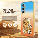 SINGIUZOO Til Samsung Galaxy S25 Cover Glitter Bjørn Kickstand Elektrobelagt Gradient Farve PC + TPU Telefoncover