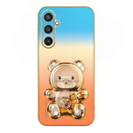 SINGIUZOO Til Samsung Galaxy S25 Cover Glitter Bjørn Kickstand Elektrobelagt Gradient Farve PC + TPU Telefoncover