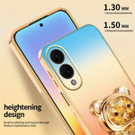 SINGIUZOO For Samsung Galaxy S25 Edge Case Glitter Bear Kickstand Electroplated Gradient Color PC + TPU Phone Cover