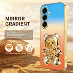 SINGIUZOO For Samsung Galaxy S26+ Case Glitter Bear Kickstand Electroplated Gradient Color PC + TPU Phone Cover