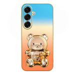 SINGIUZOO For Samsung Galaxy S26+ Case Glitter Bear Kickstand Electroplated Gradient Color PC + TPU Phone Cover