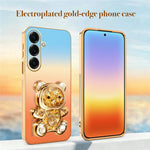 SINGIUZOO For Samsung Galaxy S26+ Case Glitter Bear Kickstand Electroplated Gradient Color PC + TPU Phone Cover