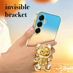 SINGIUZOO For Samsung Galaxy S26+ Case Glitter Bear Kickstand Electroplated Gradient Color PC + TPU Phone Cover