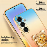 SINGIUZOO For Samsung Galaxy S26+ Case Glitter Bear Kickstand Electroplated Gradient Color PC + TPU Phone Cover