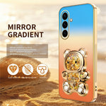 SINGIUZOO For Samsung Galaxy S26 FE Case Glitter Bear Kickstand Electroplated Gradient Color PC + TPU Phone Cover