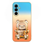 SINGIUZOO For Samsung Galaxy S26 FE Case Glitter Bear Kickstand Electroplated Gradient Color PC + TPU Phone Cover